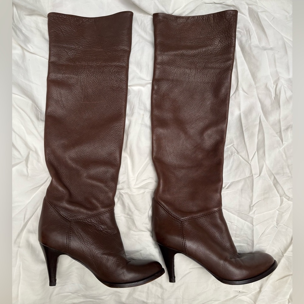 L’AUTRE CHOSE Brown Leather Over-the-Knee Boots size 37